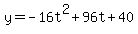 y=-16t%5E2%2B96t%2B40