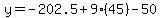y=-202.5%2B9%2845%29-50
