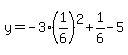 y=-3%281%2F6%29%5E2%2B1%2F6-5