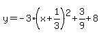 y=-3%28x%2B1%2F3%29%5E2%2B3%2F9%2B8