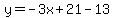 y=-3x%2B21-13