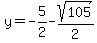 y=-5%2F2-sqrt%28105%29%2F2