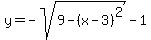 y=-sqrt%289-%28x-3%29%5E2%29-1