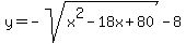 y=-sqrt%28x%5E2-18x%2B80%29-8