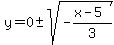 y=0%2B-+sqrt%28-%28x-5%29%2F3%29