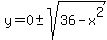 y=0%2B-sqrt%2836-x%5E2%29