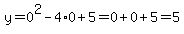 y=0%5E2-4%2A0%2B5=0%2B0%2B5=5