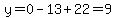 y=0-13%2B22=9
