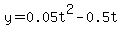 y=0.05t%5E2-0.5t