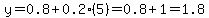 y=0.8%2B0.2%285%29=0.8%2B1.0=1.8
