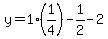 y=1%281%2F4%29-1%2F2-2