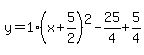 y=1%28x%2B5%2F2%29%5E2-25%2F4%2B5%2F4