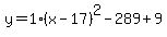 y=1%28x-17%29%5E2-289%2B9