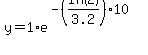 y=1%2Ae%5E%28-%28ln%282%29%2F3.2%29%2A10%29