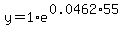 y=1%2Ae%5E%280.0462%2A55%29