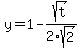y=1-sqrt%28t%29%2F2sqrt%282%29