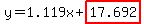 y=1.119x%2Bhighlight%2817.692%29