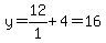 y=12%2F1%2B4=16