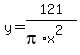 y=121%2F%28pi%2Ax%5E2%29
