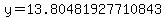 y=13.80481927710843