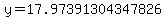 y=17.97391304347826