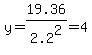 y=19.36+%2F2.2%5E2=4