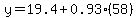 y=19.4%2B0.93%2858%29