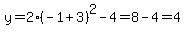 y=2%28-1%2B3%29%5E2-4=8-4=4