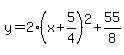 y=2%28x%2B5%2F4%29%5E2%2B55%2F8