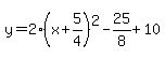 y=2%28x%2B5%2F4%29%5E2-25%2F8%2B10