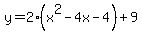 y=2%28x%5E2-4x-4%29+%2B+9