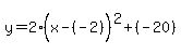 y=2%28x-%28-2%29%5E%22%22%29%5E2%2B%28-20%29