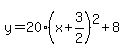 y=20%28x%2B3%2F2%29%5E2%2B8