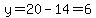 y=20-14=6