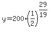 y=200%281%2F2%29%5E%2829%2F19%29