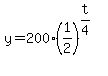 y=200%281%2F2%29%5E%28t%2F4%29