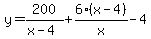 y=200%2F%28x-4%29%2B6%28x-4%29%2Fx-4%29