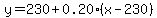 y=230%2B0.20%28x-230%29