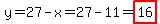 y=27-x=27-11=highlight%2816%29