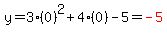 y=3%280%29%5E2%2B4%280%29-5=red%28-5%29