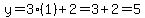 y=3%281%29%2B2=3%2B2=5