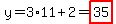 y=3%2A11%2B2=highlight%2835%29