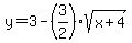 y=3+-+%283%2F2%29+sqrt%28x+%2B+4%29