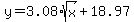 y=3.08%2Asqrt%28x%29%2B18.97