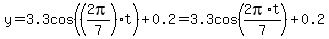 y=3.3cos%28%282pi%2F7%29t%29%2B0.2=3.3cos%282pi%2At%2F7%29%2B0.2