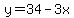 y=34-3x