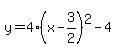 y=4%28x-3%2F2%29%5E2-4