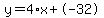 y=4%2Ax+%2B+-32