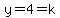 y=4=k