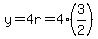 y=4r=4%283%2F2%29